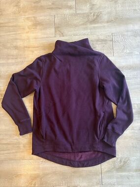 Athleta Deep Plum Funnel Neck Pullover Pockets Size Small PTP 19.5”